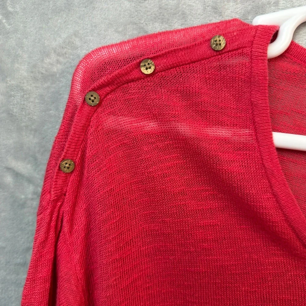J. Jill Knit Top Womens 2X Red Shoulder Button Linen Blend 3/4 Sleeve Sweater - Picture 6 of 14